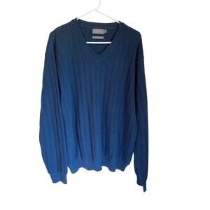 Talbots Men's Blue Soft 100% Alpaca Long Sleeve Sweater Cozy Preppy Fall Crew XL